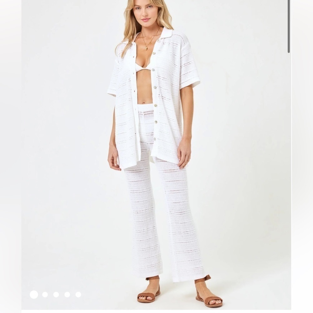 LSPACE Marbella Pant In White Crochet Size S